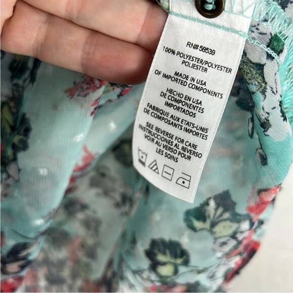 Kut From The Kloth Semi Sheer Swiss Dot Long Sleeve Floral Blouse Women’s Small - Picture 8 of 9